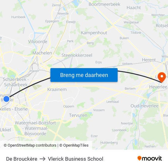 De Brouckère to Vlerick Business School map