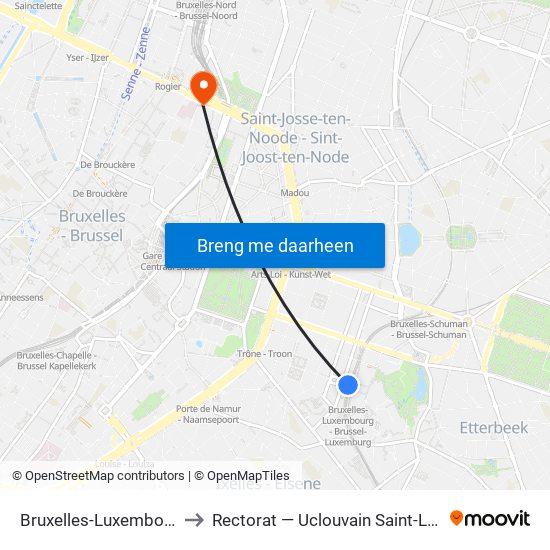 Bruxelles-Luxembourg to Rectorat — Uclouvain Saint-Louis map