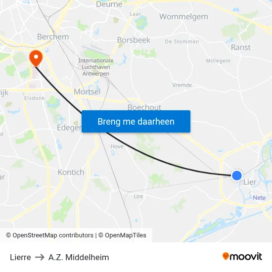 Lierre to A.Z. Middelheim map
