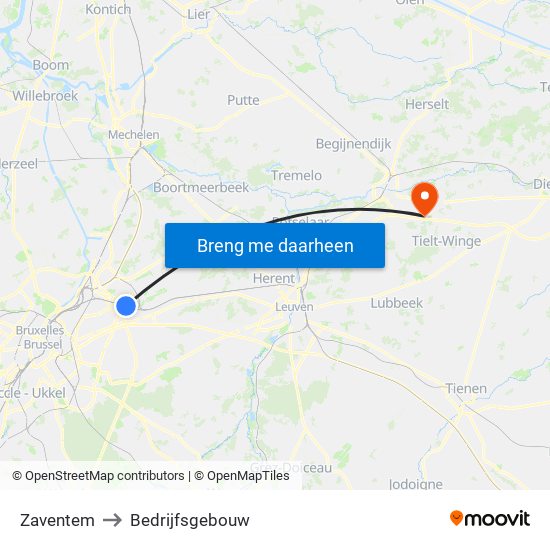 Zaventem to Bedrijfsgebouw map