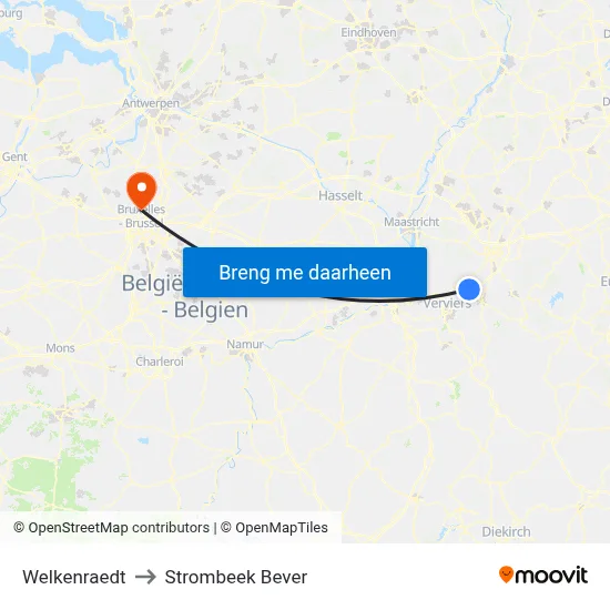 Welkenraedt to Strombeek Bever map