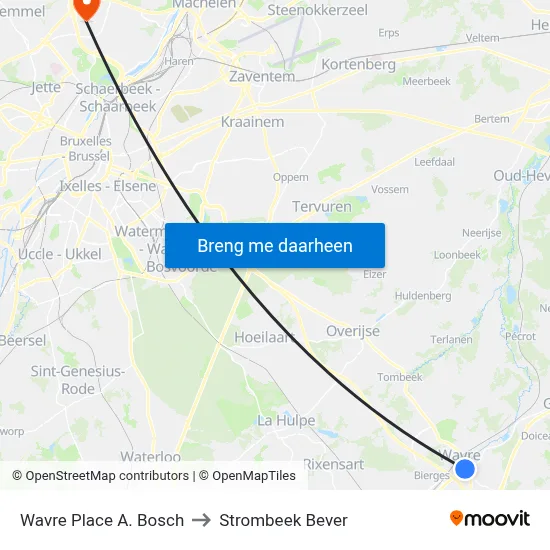 Wavre Place A. Bosch to Strombeek Bever map