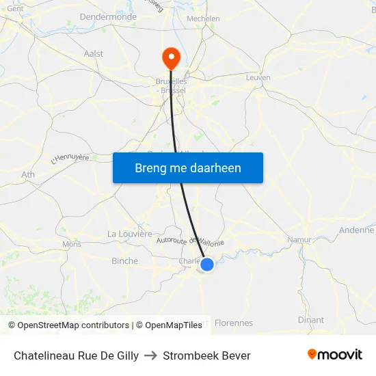 Chatelineau Rue De Gilly to Strombeek Bever map