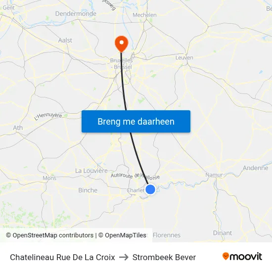 Chatelineau Rue De La Croix to Strombeek Bever map
