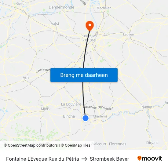 Fontaine-L'Eveque Rue du Pétria to Strombeek Bever map