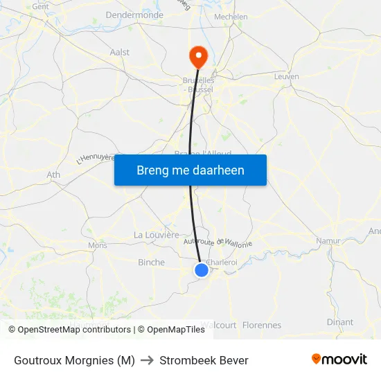 Goutroux Morgnies (M) to Strombeek Bever map