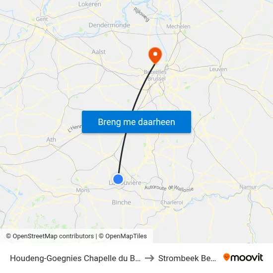 Houdeng-Goegnies Chapelle du Bois to Strombeek Bever map