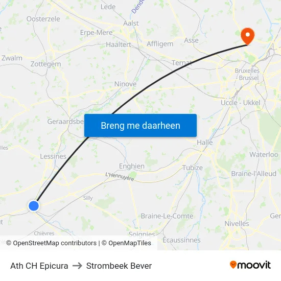 Ath CH Epicura to Strombeek Bever map