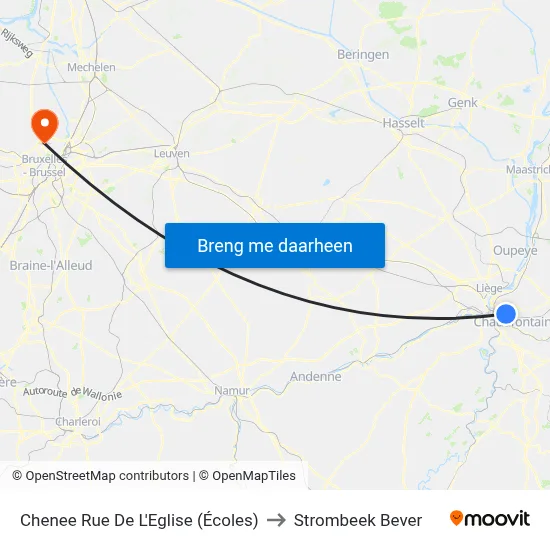 Chenee Rue De L'Eglise (Écoles) to Strombeek Bever map