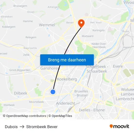 Dubois to Strombeek Bever map