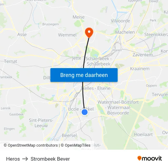 Heros to Strombeek Bever map