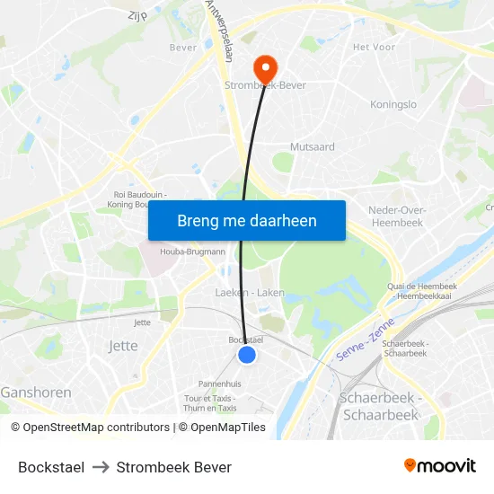 Bockstael to Strombeek Bever map
