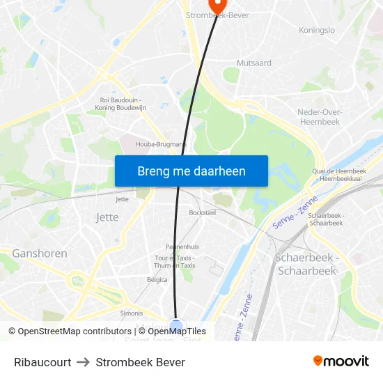Ribaucourt to Strombeek Bever map