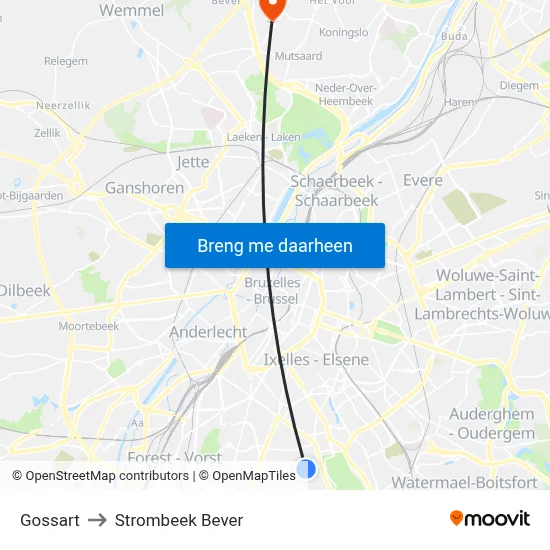 Gossart to Strombeek Bever map