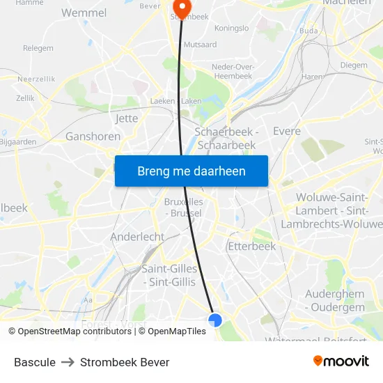 Bascule to Strombeek Bever map