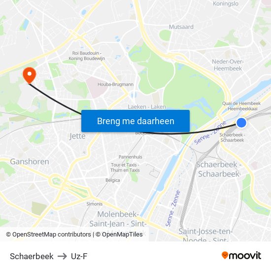 Schaerbeek to Uz-F map