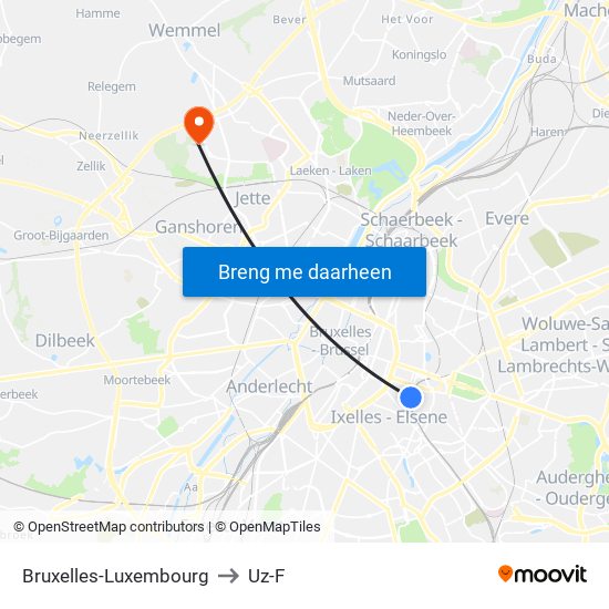 Bruxelles-Luxembourg to Uz-F map