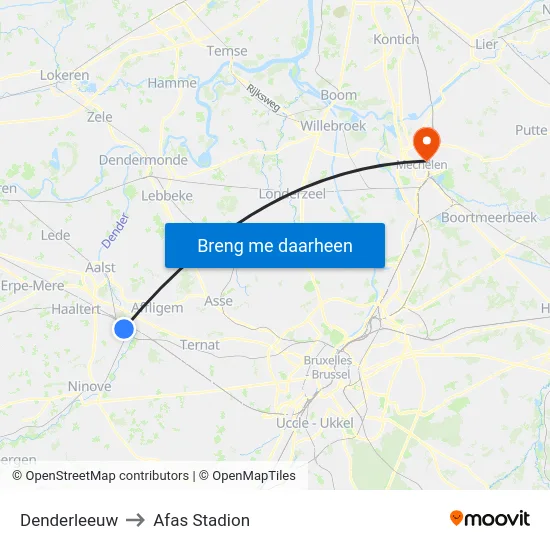 Denderleeuw to Afas Stadion map