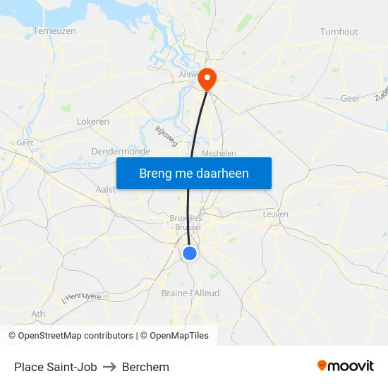 Place Saint-Job to Berchem map