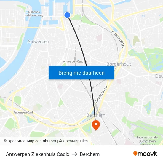 Antwerpen Ziekenhuis Cadix to Berchem map