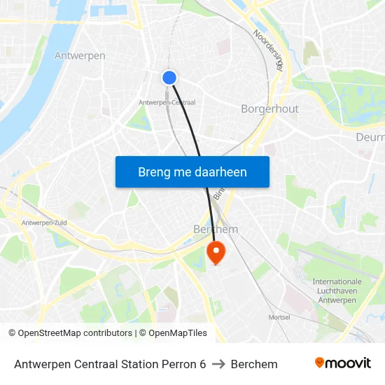 Antwerpen Centraal Station Perron 6 to Berchem map