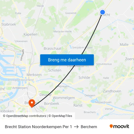 Brecht Station Noorderkempen Per 1 to Berchem map