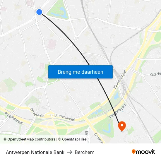 Antwerpen Nationale Bank to Berchem map