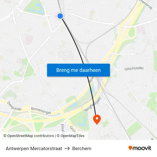 Antwerpen Mercatorstraat to Berchem map