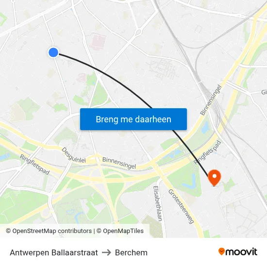Antwerpen Ballaarstraat to Berchem map