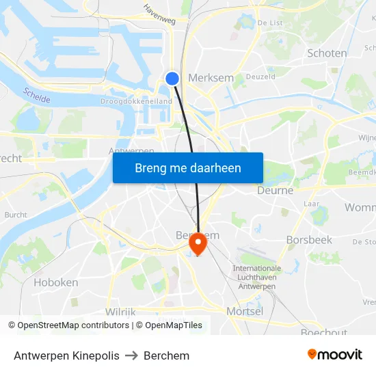 Antwerpen Kinepolis to Berchem map