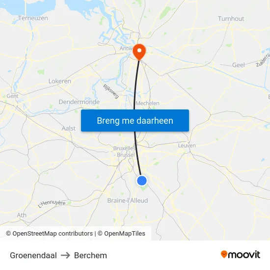 Groenendaal to Berchem map