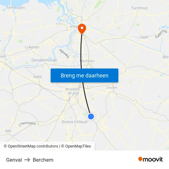 Genval to Berchem map