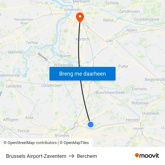 Brussels Airport-Zaventem to Berchem map