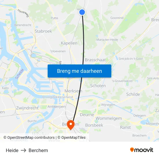 Heide to Berchem map