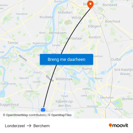 Londerzeel to Berchem map