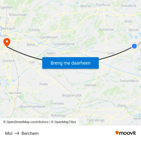 Mol to Berchem map
