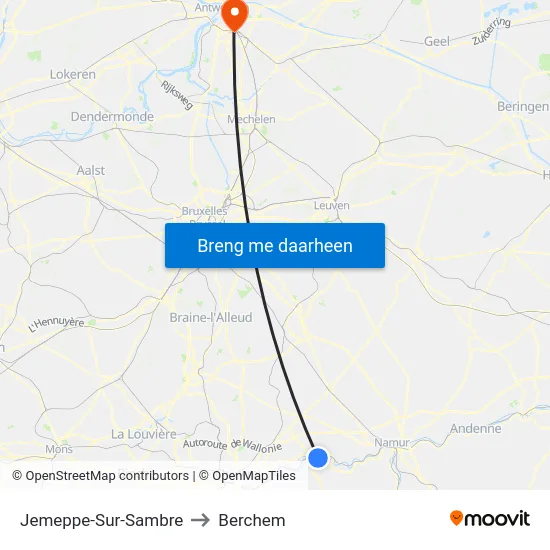 Jemeppe-Sur-Sambre to Berchem map