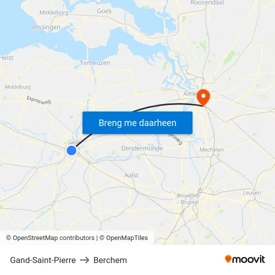 Gand-Saint-Pierre to Berchem map