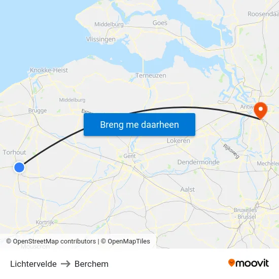 Lichtervelde to Berchem map