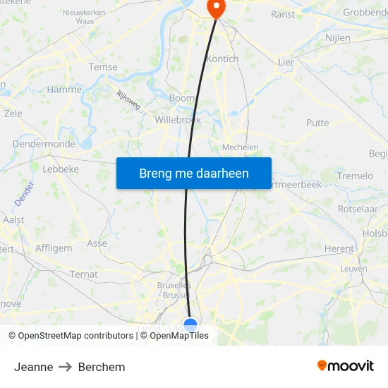 Jeanne to Berchem map