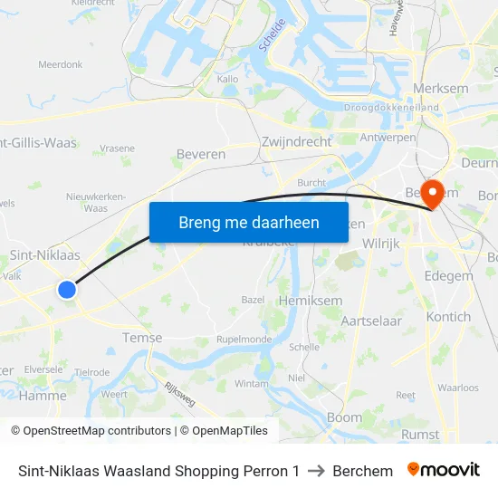 Sint-Niklaas Waasland Shopping Perron 1 to Berchem map