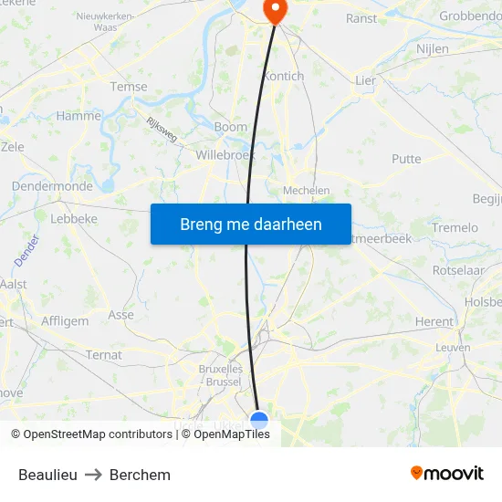 Beaulieu to Berchem map