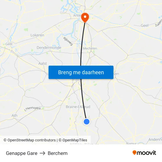 Genappe Gare to Berchem map