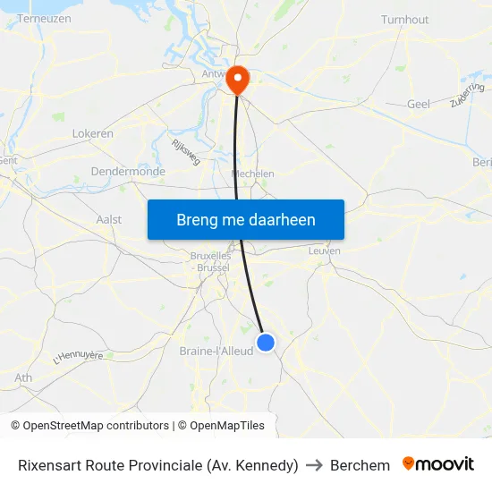 Rixensart Route Provinciale (Av. Kennedy) to Berchem map