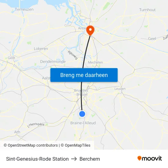 Sint-Genesius-Rode Station to Berchem map