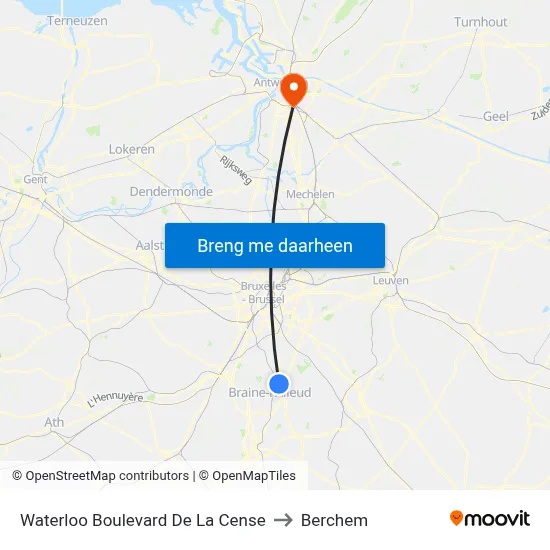 Waterloo Boulevard De La Cense to Berchem map