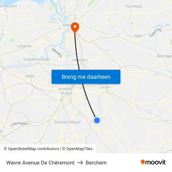Wavre Avenue De Chèremont to Berchem map