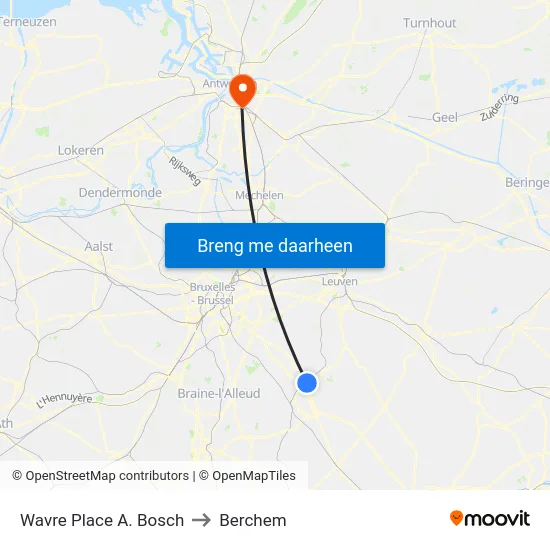 Wavre Place A. Bosch to Berchem map