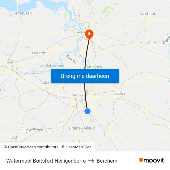 Watermael-Boitsfort Heiligenborre to Berchem map