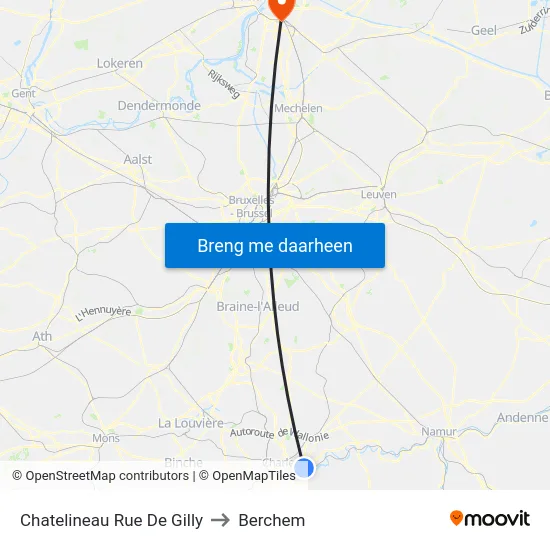 Chatelineau Rue De Gilly to Berchem map